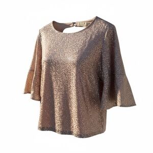 Anthropologie Gold Sequin Blouse